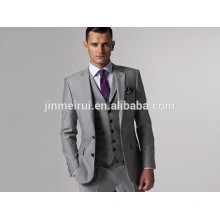 Custom Made Slim Fit Groom Tuxedos Light Grey Side Slit Best Man Suit Groomsman/Men Suits Bridegroom (Jacket+Pants+Tie+Vest)